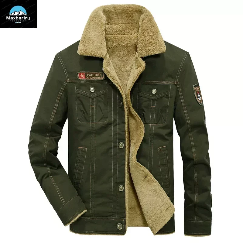 Chaqueta vaquera de piel de cordero con solapa para hombre, abrigos cálidos gruesos de lana de alta calidad, ropa de invierno, moda coreana, 5XL, 2024