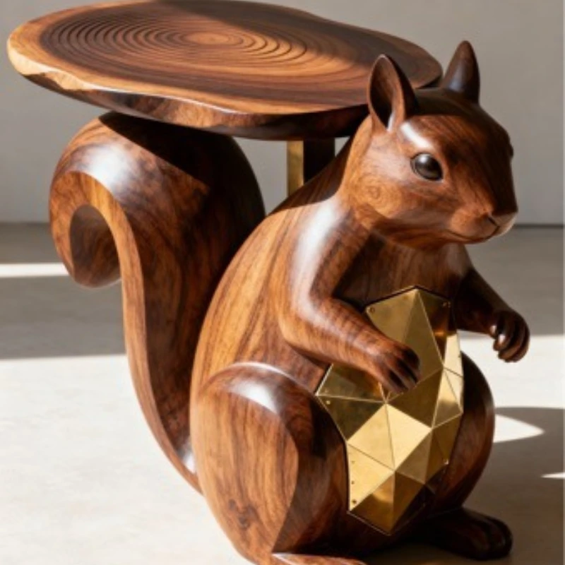 Art zodiac carving coffee table, solid wood art furniture, walnut handicrafts