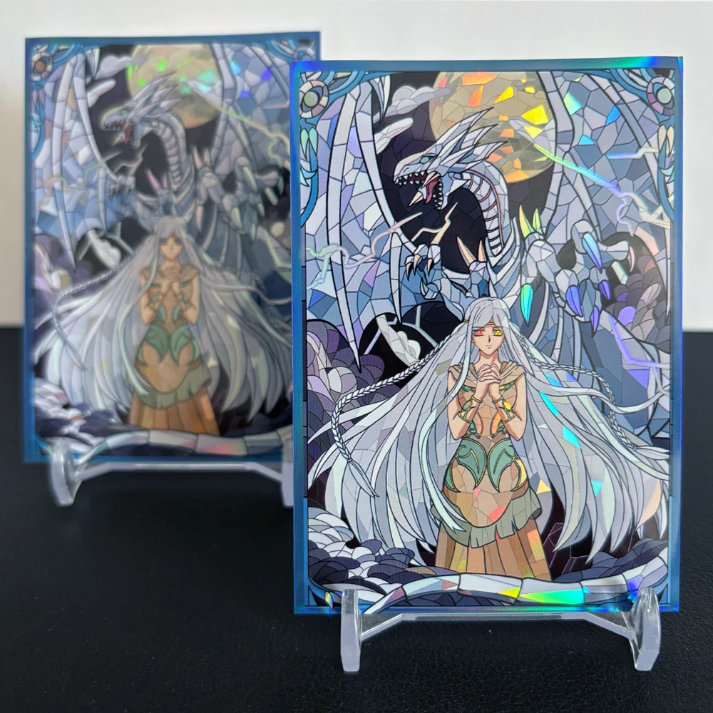 

60 шт. Yu-Gi-Oh! DIY 63x90 мм лазерный держатель для карт с синими глазами, белым драконом Кисарой, аниме, мультфильм, коллекционная игровая карта, защитный чехол