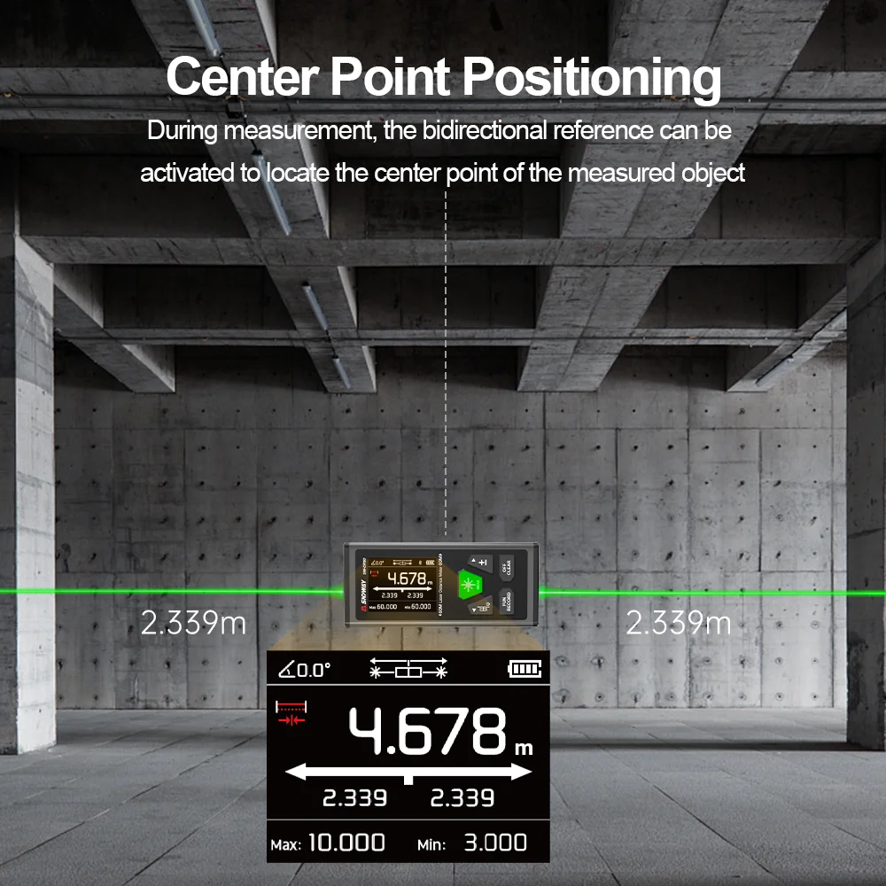 SNDWAY Dual Laser Distance Meter Two-Head Laser Tape Measure 120M 200M Green Laser Bilateral Rangefinder