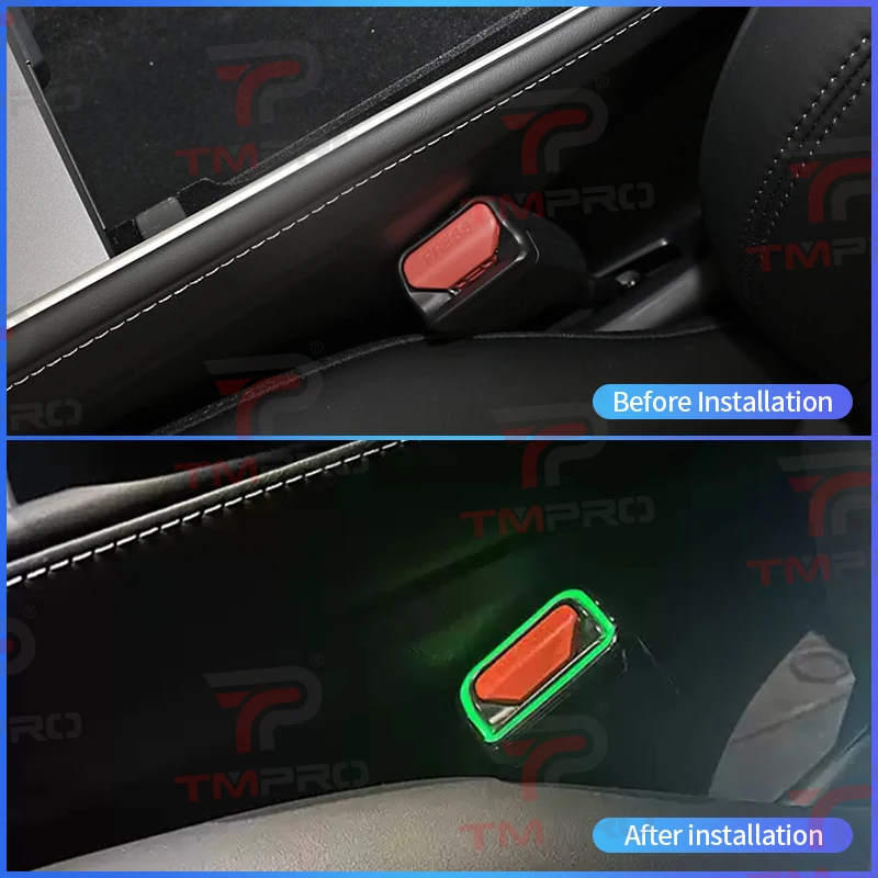 64Colors APP Control Seat Belt LED Decorative Lamp Safety Buckle Ambient Light For Tesla Model 3 Model Y Car Interior Decoration