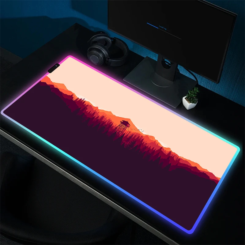 Firewatch Forest Mouse Pad RGB Rubber Mousepad Large Gaming Mouse Mat LED Non-Slip Computer Desk Mat Game Rubber Accessories XXL