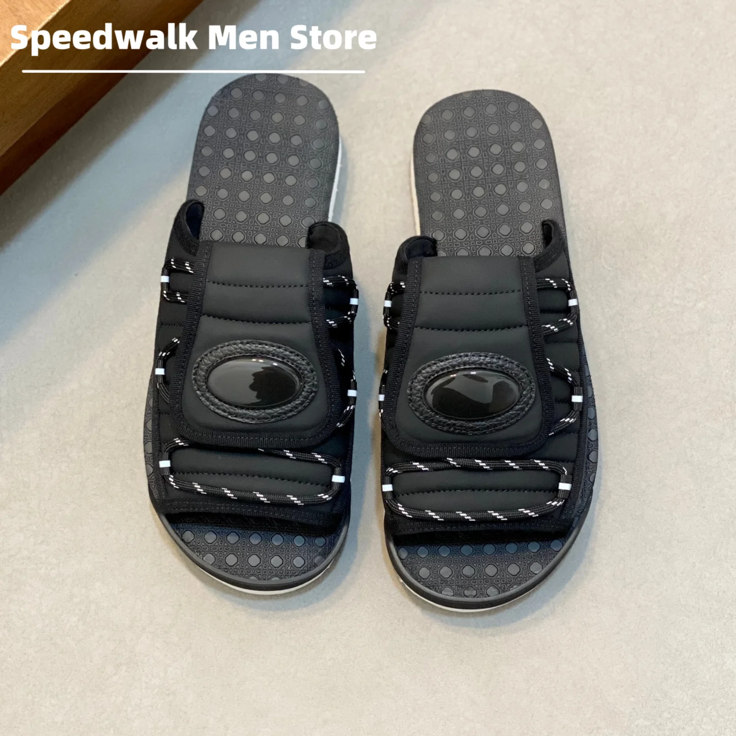 2026New Fashion Men Padded Upper Casual Slide Slippers Hook And Loop Platform Anti Slip Summer Outdoor Beach Walking Sandals