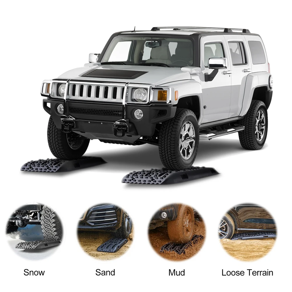 

2Pcs Traction Board Anti-Skid Emergency Traction Mat Car Emergency Escape Mat Mud Sand Traction Assistance for Vehicles