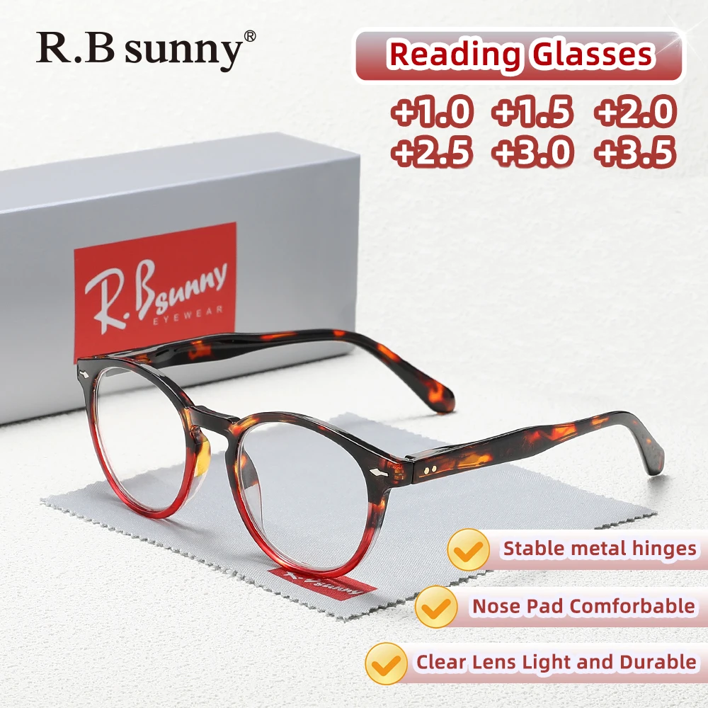 نظارات للقراءة إطار دائري الضوء الأزرق حجب طول النظر الشيخوخي نظارات مد البصر نظارات القارئ + 1.0 + 1.5 + 2.0 + 2.5 + 3.0 + 3.5 #3