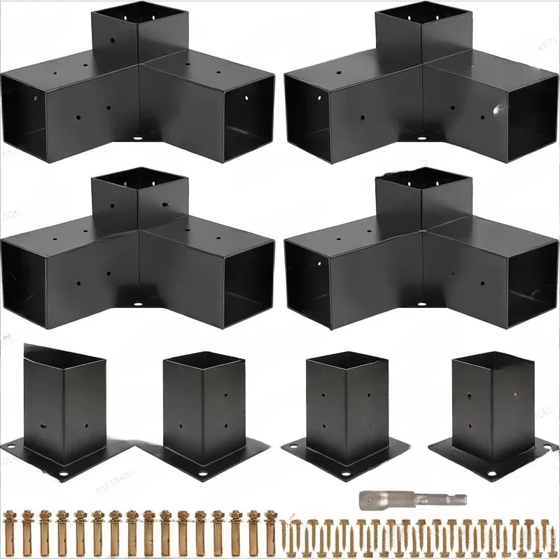 Set Three-Way Right-Angle Bracket Rear Seat Kit Beam Gazebo Patio Wooden House