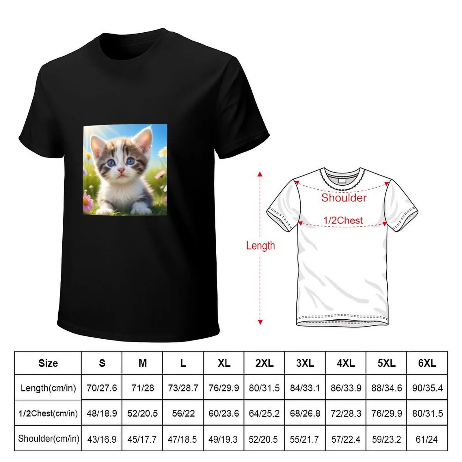 Kitten's Paradise Among the Flowers T-Shirt Street Art Print Tee Shirt
