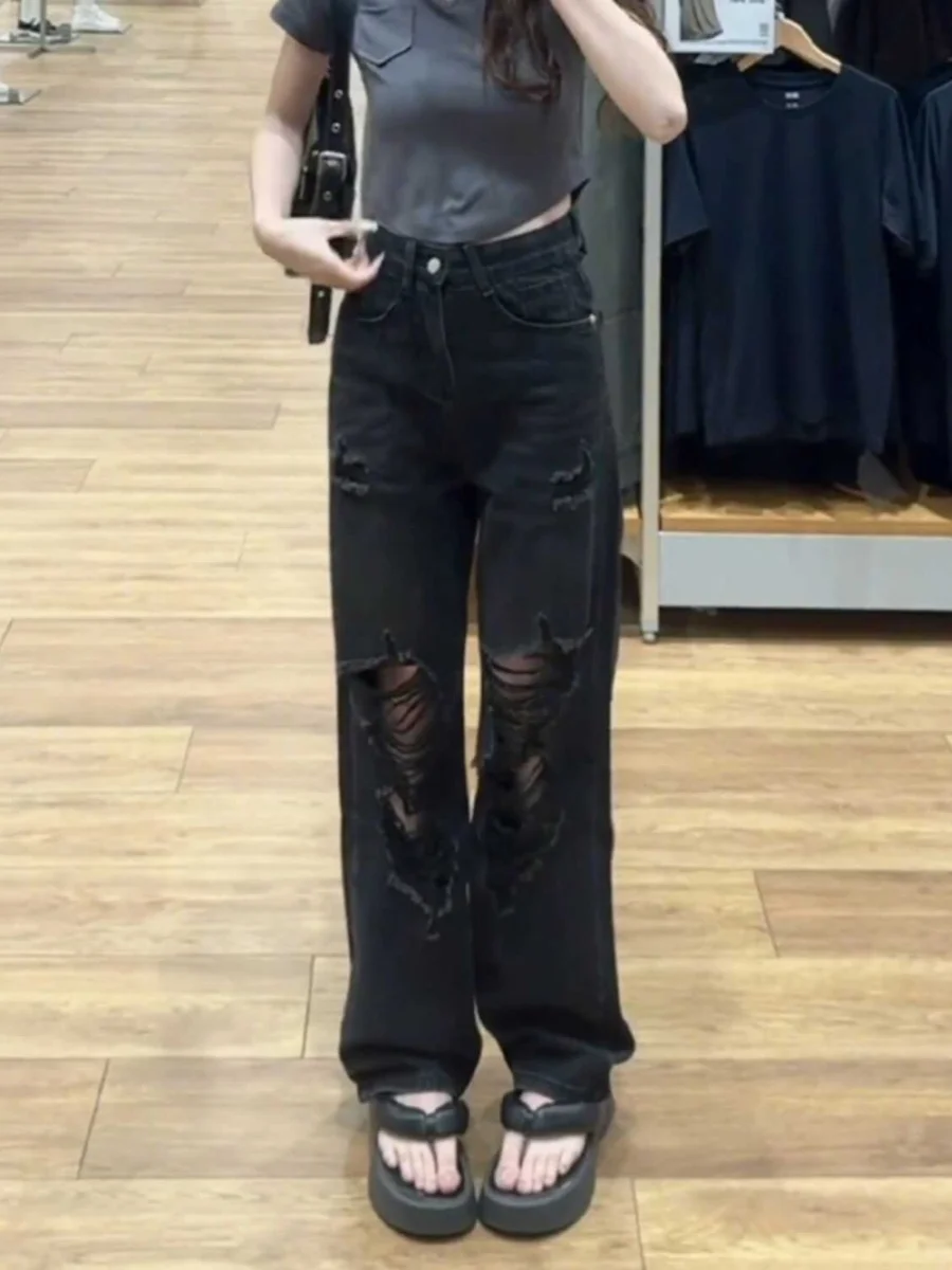 

Американские джинсы свободного кроя с прямыми штанинами для женщин, осенняя новинка, модные брендовые широкие брюки