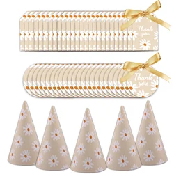 1Set Daisy Flower Stickers Paper Hanging Lebels For Daisy Themed Wedding Birthday Party Decorations DIY Gifts Wrapping Supplies