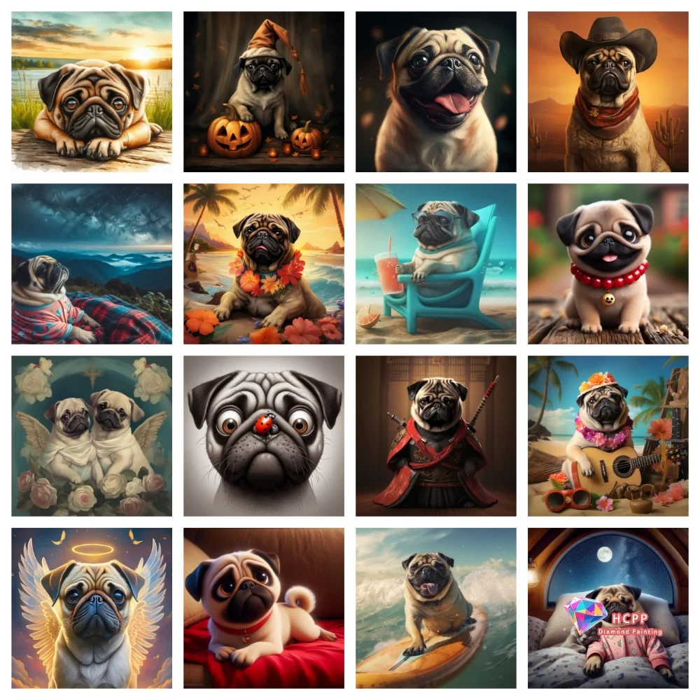 

2026 Новый голландский мопс 5D квадратный круглый набор для алмазной живописи милый щенок художественный портрет DIY Алмазная вышивка мозаика домашний декор