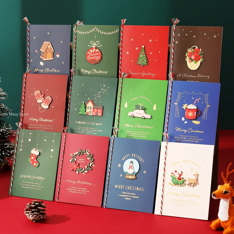 New Creative Christmas Greeting Card Cartoon 3D Christmas Eve Gift Blessing Message Decorate Premium Holiday Envelope Invitation