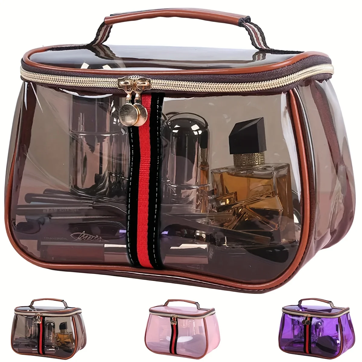 Transparent Large Capacity Women's Makeup Bag Waterproof Gym Toiletry Bag Travel Portable Storage PVC Material Box Shape Gifts