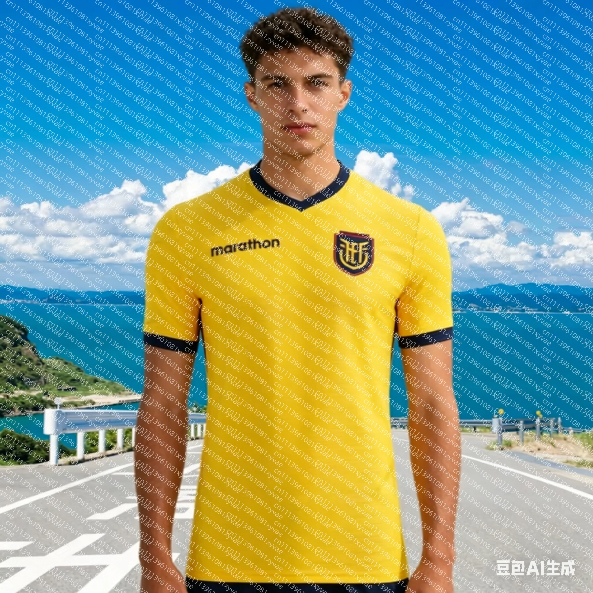 

2026 Ecuador Team World Competition Design Jersey T-ShirtMen's Soccer Fan Shirt Quick-drying and Breathable Biking Sportswear