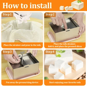 Cetakan Press Tahu DIY Cetakan Tahu Buatan Sendiri Cetakan Pembuat Tahu Dadih Kedelai dengan Baki Tetesan Alat Memasak Baja Tahan Karat Gadget Dapur 10 pembuat tahu penjualan terbaik - №