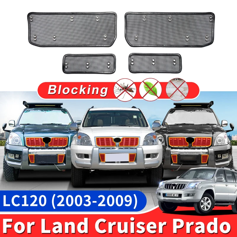 For 2003-2009 Toyota Land Cruiser Prado 120 Lc120 Fj120 Tuning  Accessories Intake Front Grille Bumper Prevent Mosquito Sand