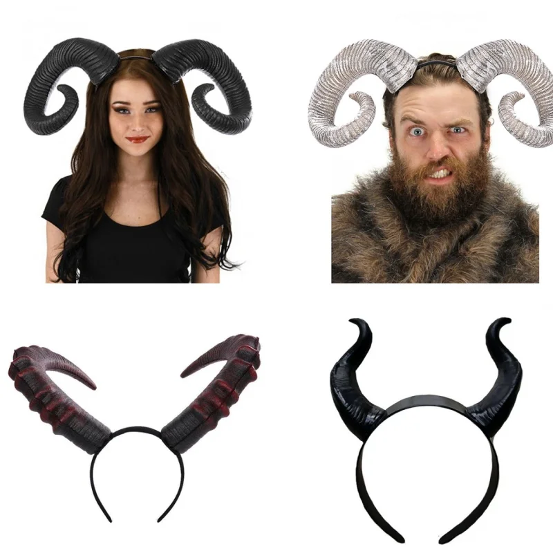 Demon Horn Headpiece Halloween Cosplay Headband Women Gothic Devils Sexy Animal Ox Horns Headwear Carnival Party Costume Props