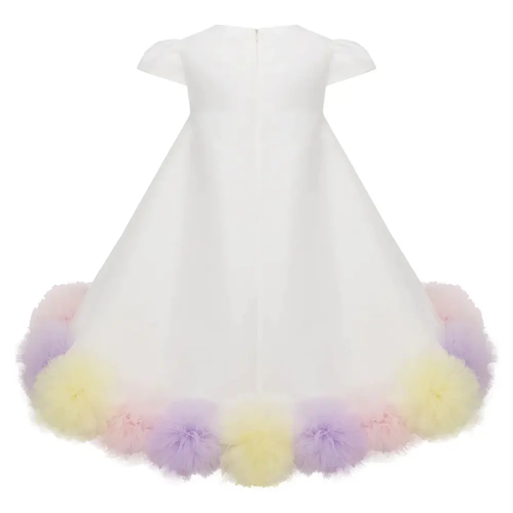 Jill Wish elegante bianco Dubai Girl Dress Flowers bambini bambini vestiti da principessa per la festa di compleanno di nozze 2024 J234