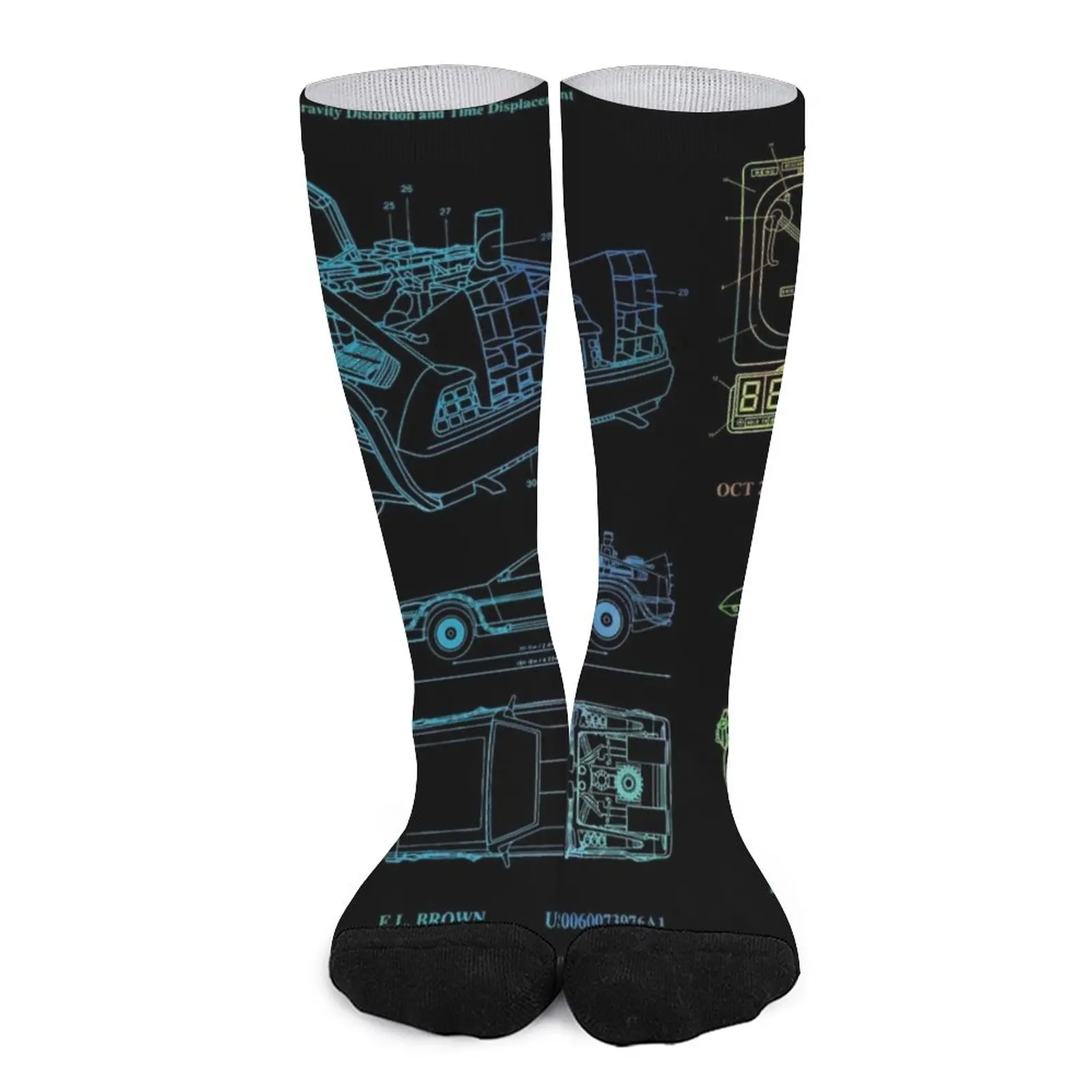 

Delorean Time Machine Patent Socks Socks men cotton Socks for men set Golf socks compression socks Women