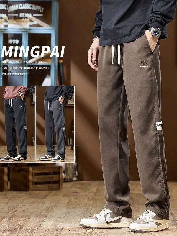 

Свободные прямые повседневные брюки для мужчин: осенне-зимняя новинка, спортивные брюки для активного отдыха, рабочая одежда, удобные, дышащие, молодежные