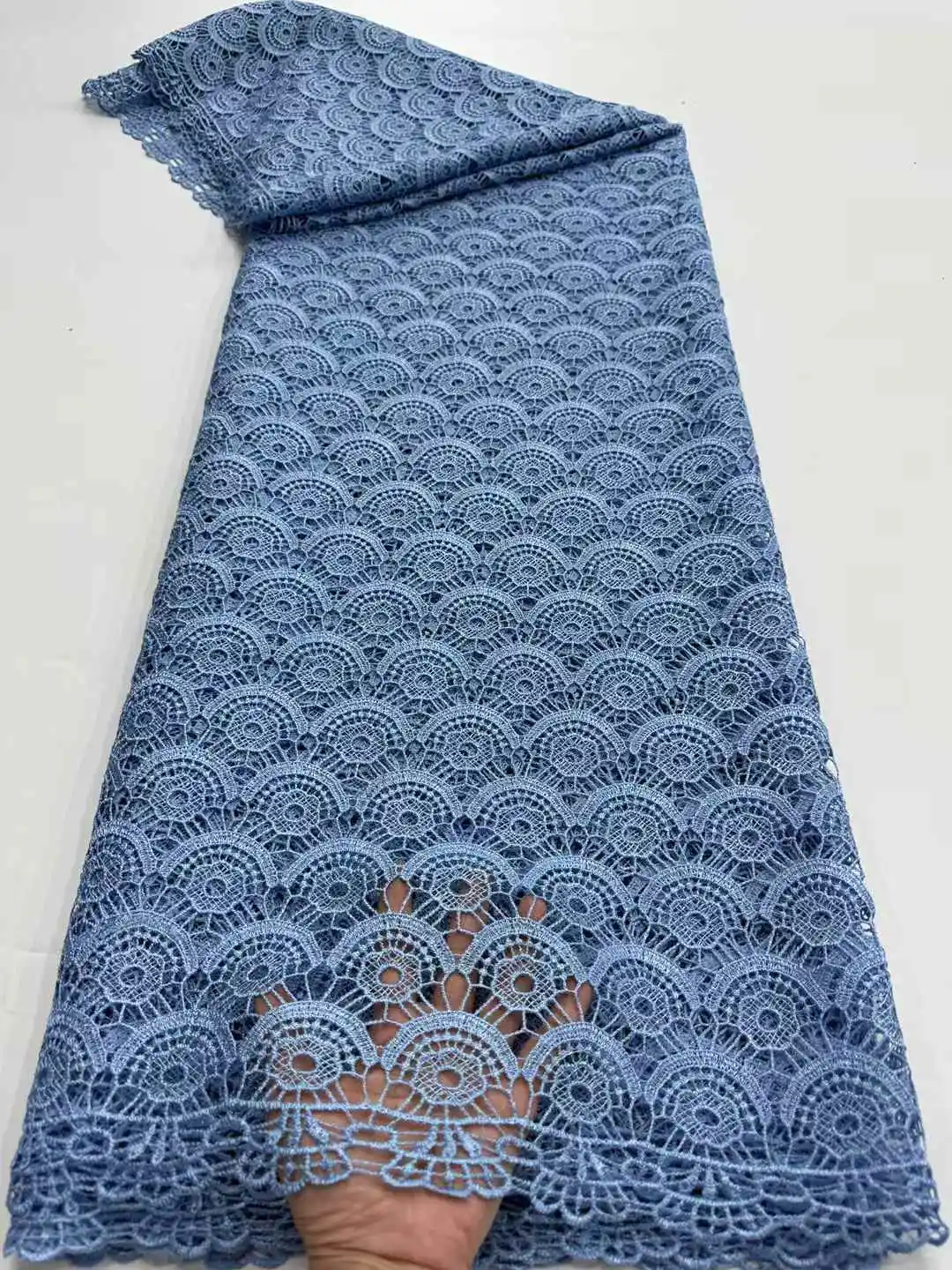 LACE Nigerian Sequins Water Soluble Lace Fabrics 2025 High Quality African 5Yards Guipure Cord Lace for Women Dress Sew-Ruf