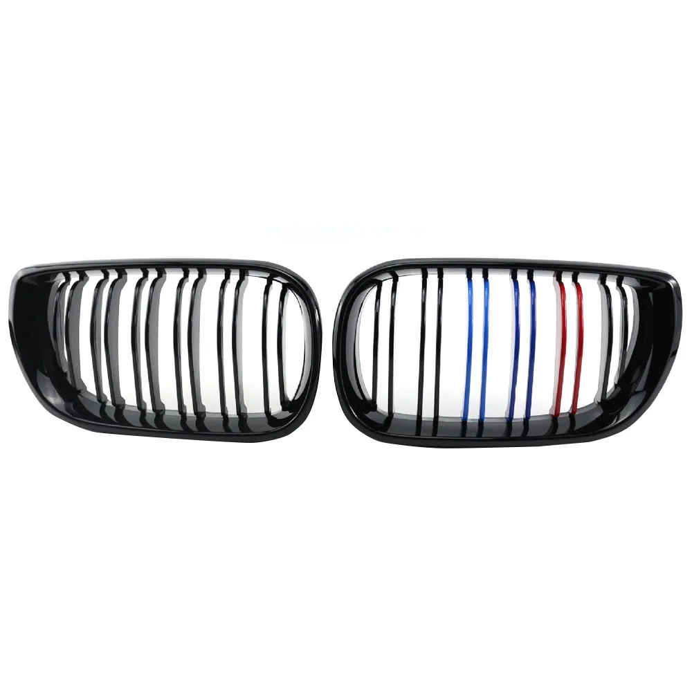 1 Pair M Color Kidney Grill Front Bumper Racing Grilles For BMW E46 4 Door 4D 3 Series 2002 2003 2004 2005 318i 320i 325i 330i