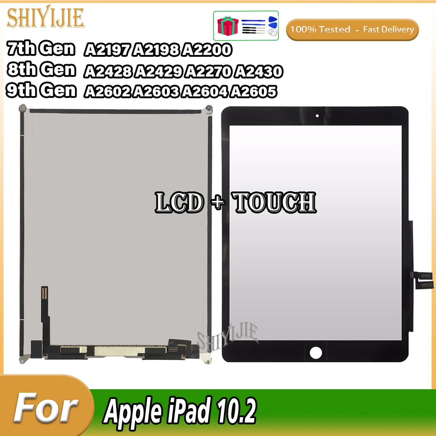 LCD For iPad 10.2 2019 7th Gen A2197 A2200 For iPad 10.2 8th 2020 A2270 /9th A2602 A2603 Touch Screen Glass Display Replacement