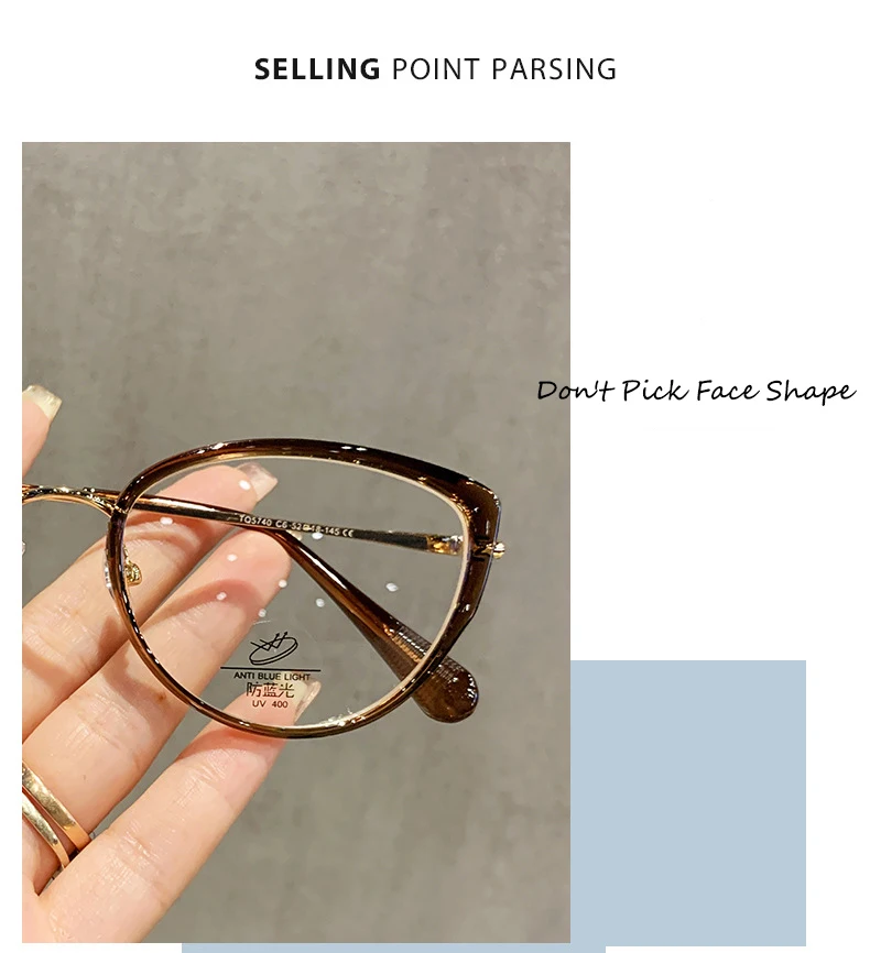 Neue Mode Marke Design Damen Cat Eye TR Legierung Rahmen Anti Blau Licht Rezept Benutzerdefinierte Myopie Gläser Photochrome 0 bis 600 – Detail 2