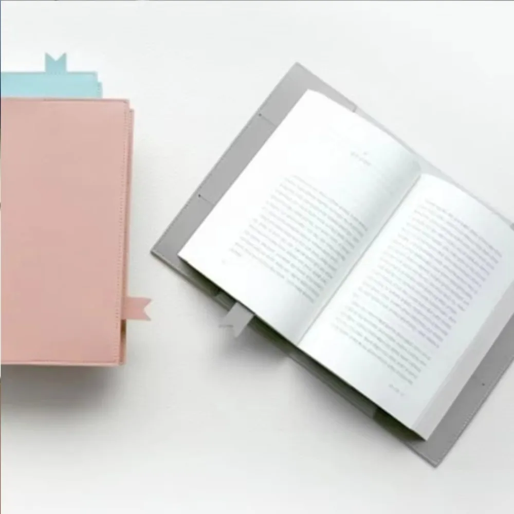 Picture 3: Korean Pu Leather Book Cover Solid Color No Bookmark Replaceable Cover Notebook Leather Cover Home Office Use