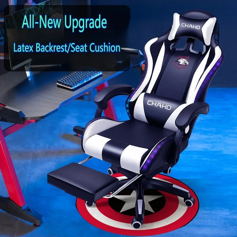 Sedia da gioco Altoparlante Rgb Ufficio PC Sedia da gioco per computer Sedia da corsa con luce a LED completamente nera con telecomando