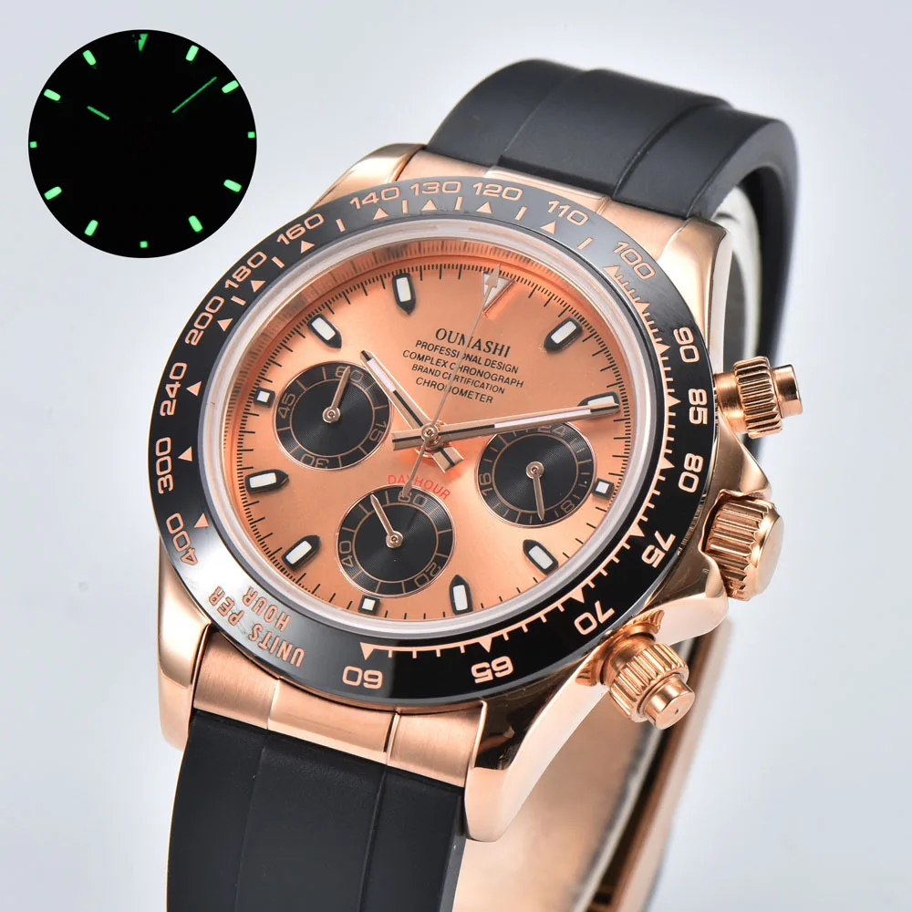 Relojes de pulsera de cuarzo VK63 de lujo de 39,3 mm para hombres con caja de cristal de zafiro de acero inoxidable Movimiento de cuarzo VK63 logotipo personalizado