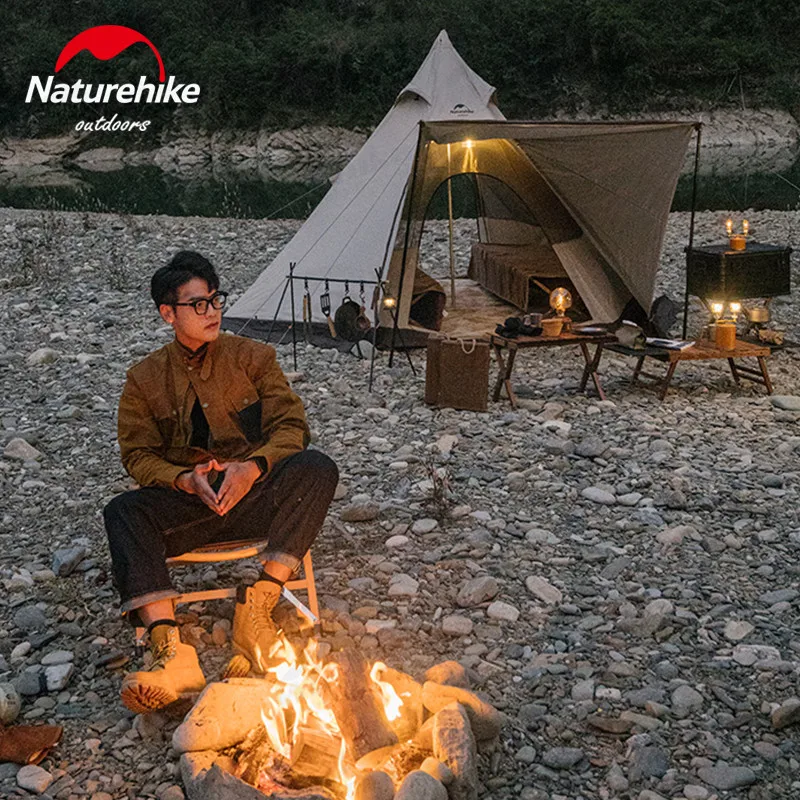 Naturehike Pyramid Tourist Tent 3-4 People Fishing Tent 150D Oxford Cloth Outdoor Camping Waterproof Indian Tent with Snow Skirt