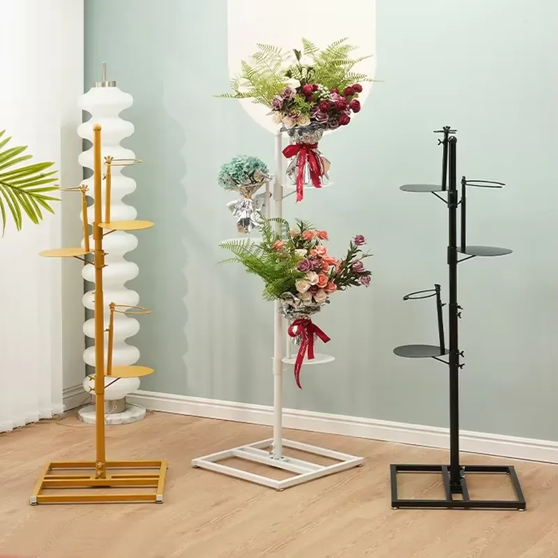 for Multi-layer Flower Display Stand Iron Bouquet Retainer Rack for Flower Shop Wake Up Arrangement Holder