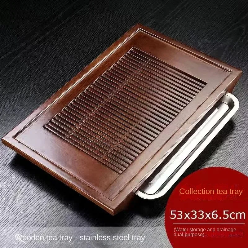 Solid Wood Tea Tray Drainage Water Storage Kung Fu  Set Drawer Tea Board Table Chinese Tea Ceremony Tools