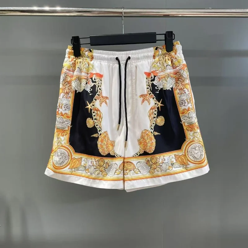 

Мужские повседневные шорты Qui Dry с принтом в стиле барокко, прямые брюки для пляжа, из полиэфирного волокна, летние, для отдыха, молодежные, модные