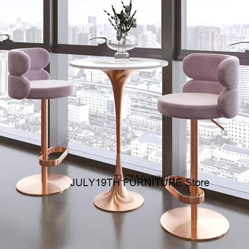 Silla De Bar De terciopelo De lujo, diseño moderno, entretenimiento dorado, silla De fiesta De alta calidad, mesa redonda De moda, muebles De Bar