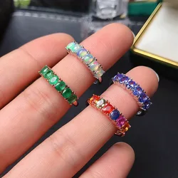 YULEM 100% Natural Emerald/opal/sapphire Ring New 925 Sterling Silver AAAAA Oval 3*4mm Band Ring Rare Precious Gem