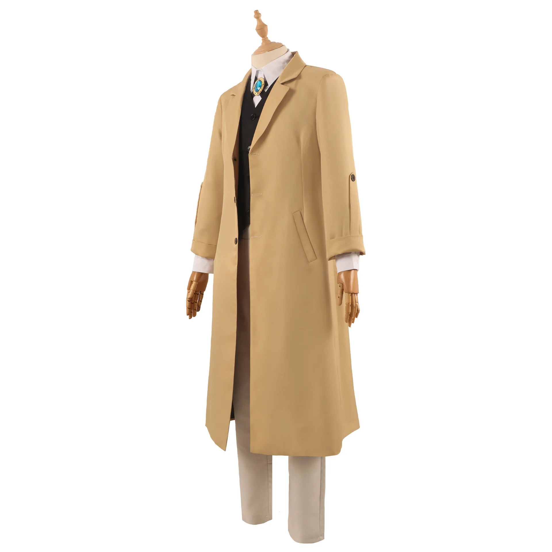 Anime Bungo Stray Dogs, Cosplay de Dazai Osamu, Detective armado, Agencia Dazai, conjunto completo de ropa, peluca cortavientos, fiesta para hombres adultos