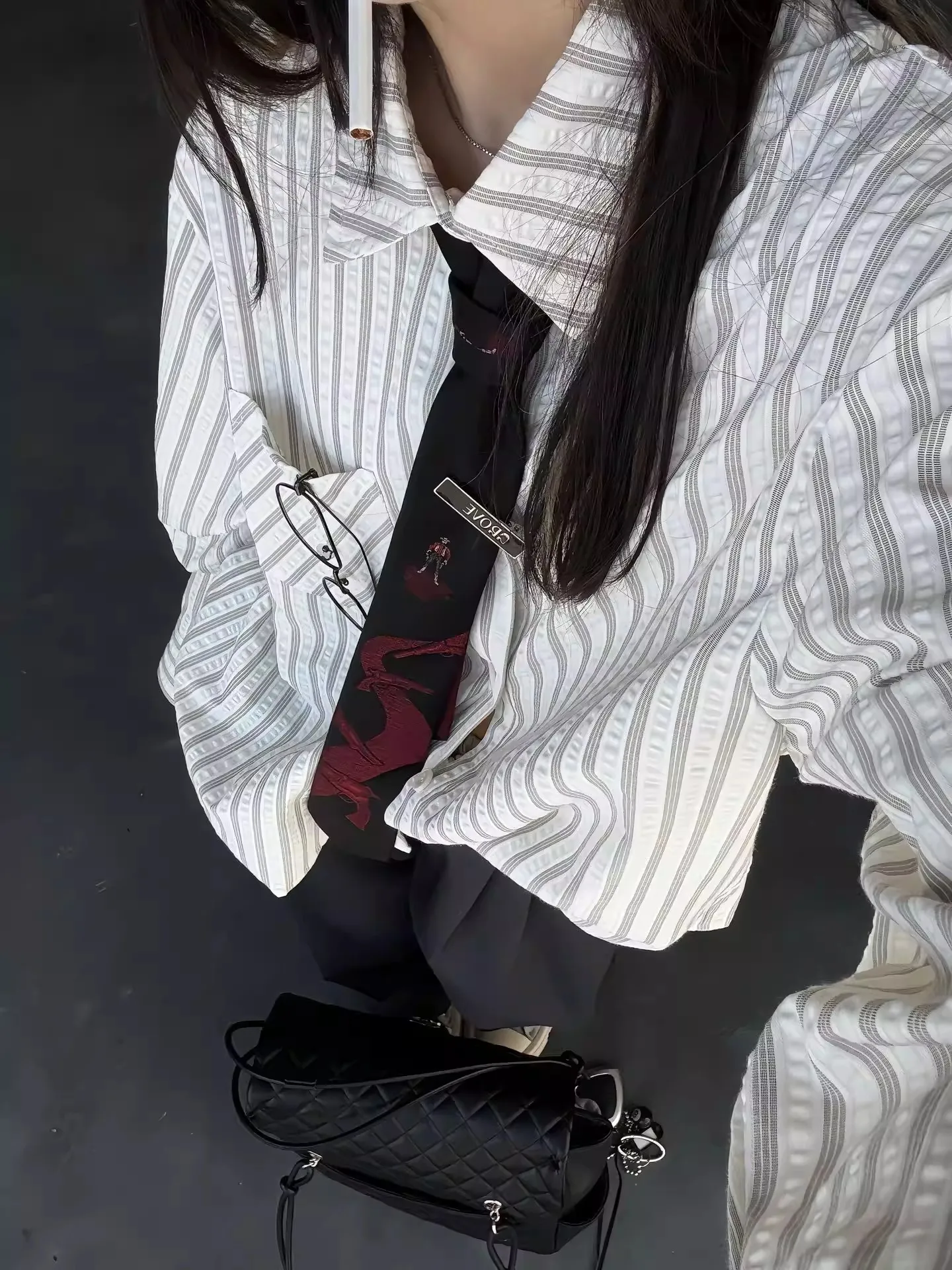 

American Lazy Sle Striped Bubble irt Men Women Casual Long Sve Spring Autumn High nce Retro Striped irt Trendy