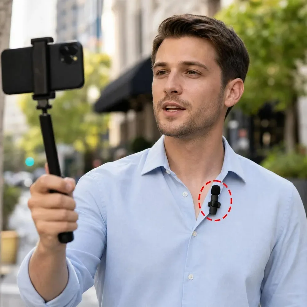 1to2 1to1 Mini Audio Video Recording Type-C Mic Portable Wireless Lavalier Microphonefor IPhone Android Live Broadcast Gaming view 3