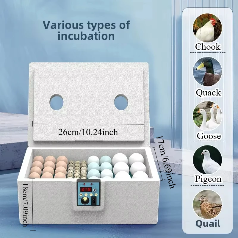 

Poultry Incubator Bionic Waterbed and Incubator All-in-One Machine Thermostatic Incubator Manual Turnover USB Duck Goose Quail