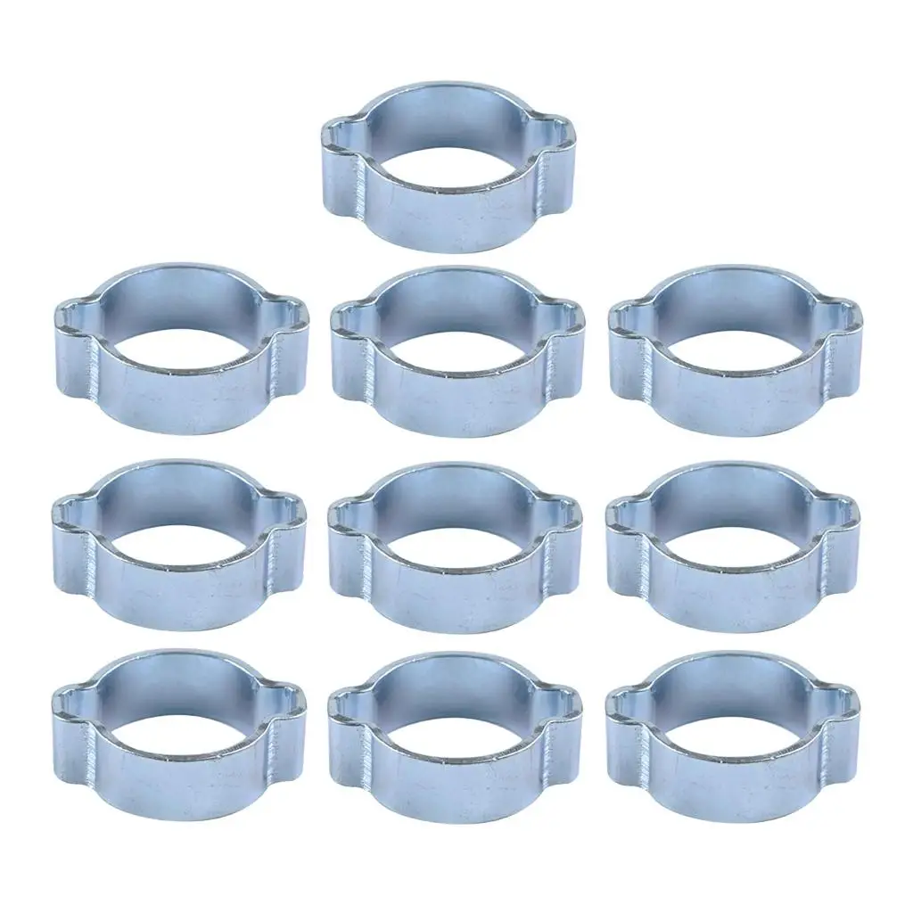 10PCS Double Clips Tube Clamps Stainless Steel Petrol Hose Steel Clip 17-20mm