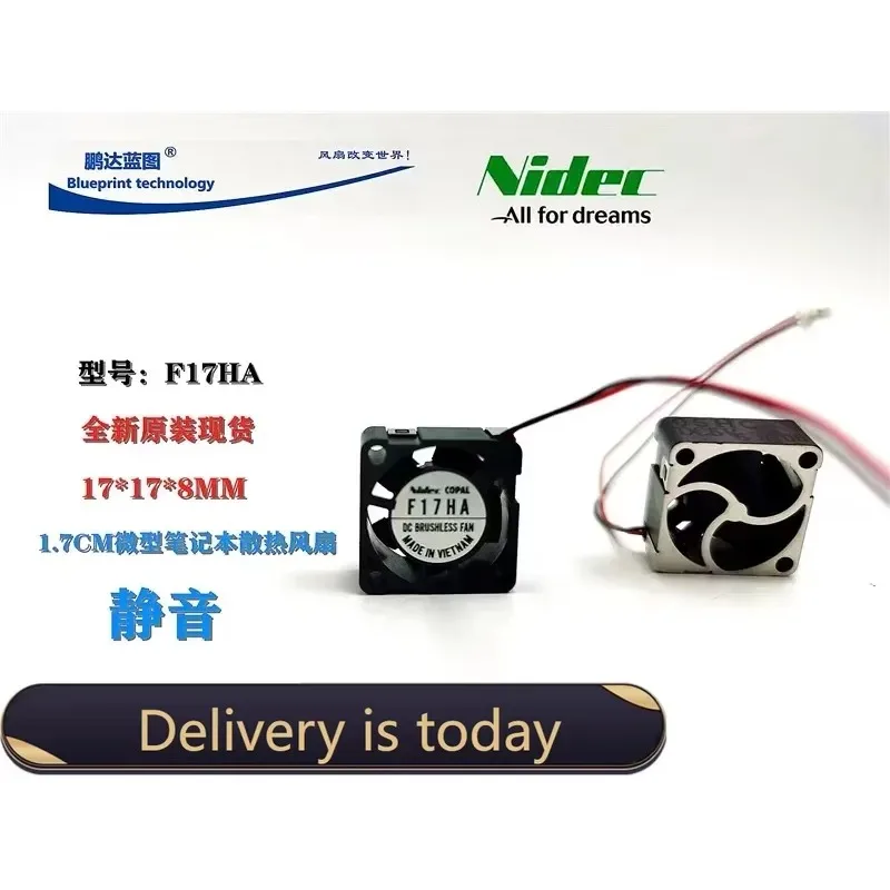pa Brand new original NIDEC micro 1708 1.7CM notebook 5V hydraulic bearing silent F17HA cooling fan