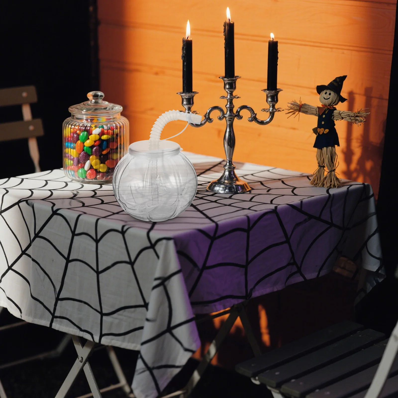 

5Pcs Reusable Pumpkin Cups Halloween Plastic Beverage Tumblers Spill Proof Lid Straw 450ml Party Cold Drink Juice Milk Smoothie
