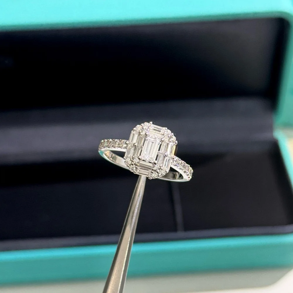2024 S925 New Trend Classic High Quality Brand Luxury Women's Jewelry Square Ring Zircon Anniversary Birthday Gift