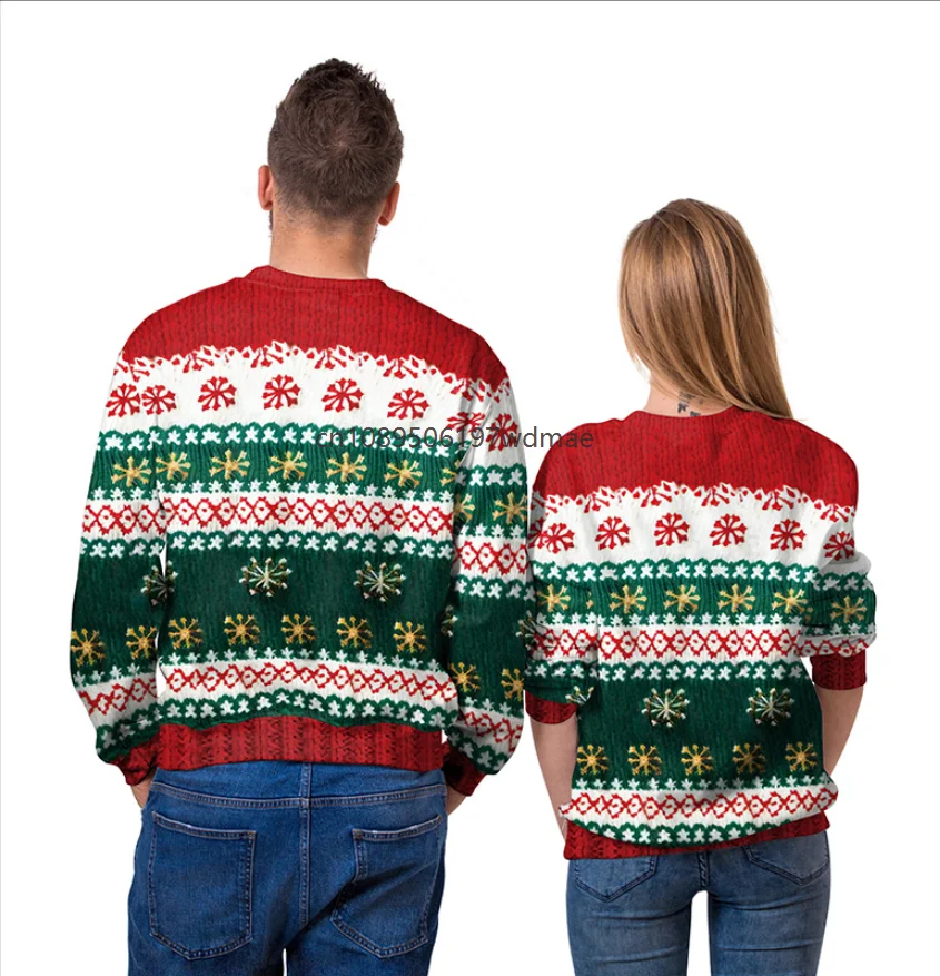 Christmas Sweater Couple 3D Print Snowman Christmas Tree Pullover Unisex Funny Xmas Party Jumper Winter Holiday Sweatshirt