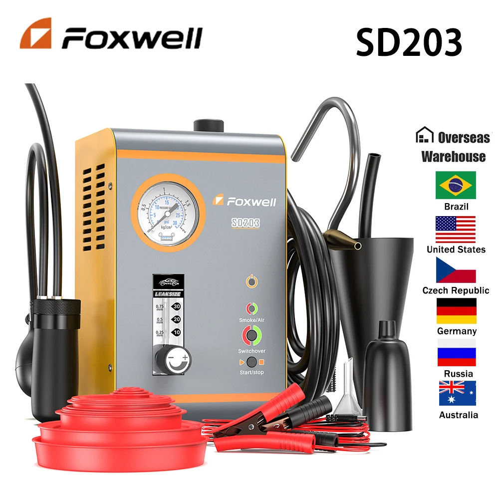 

FOXWELL SD203 Automotive Smoke Machine Built-in Air Pump EVAP Vacuum Leak Detector Dual Mode Car Pipe Leakage Diagnostic Tester