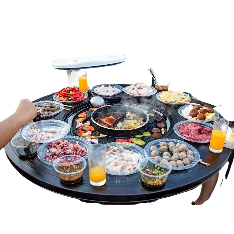 

Outdoor barbecue table and chairs, outdoor wrought iron casual dining table combination