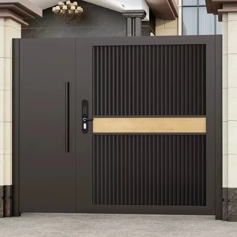 

New-Style Chinese Courtyard Gate: Grand & Atmospheric Double-Opening Entrance Door—Password Lock Compatible—Light Luxury Design