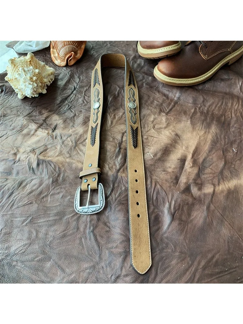 sunny-leather-belt-floral-carving-buckle-top-layer-cowhide-genuine-leather-belt-waist-belt-metal-clasp-unisex-spring-fashion