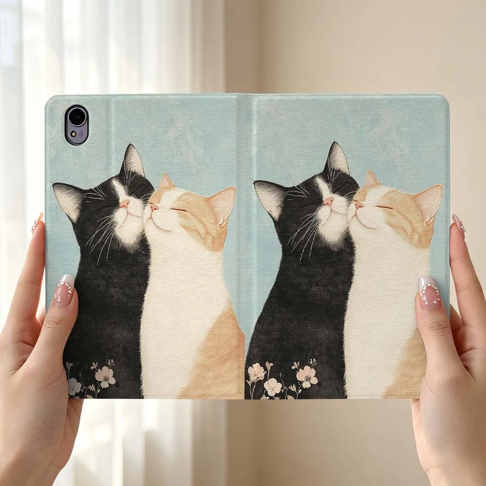 Adorable Cat Couple Pen Tray For Huawei MediaPad MatePad Honor Pro V6 9 V8 X9 X 10 13.3 12.3 11 11.5 Inch Tablet Case